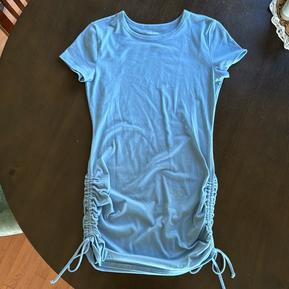 Blue cinch sided tshirt minidress size small excellent condition